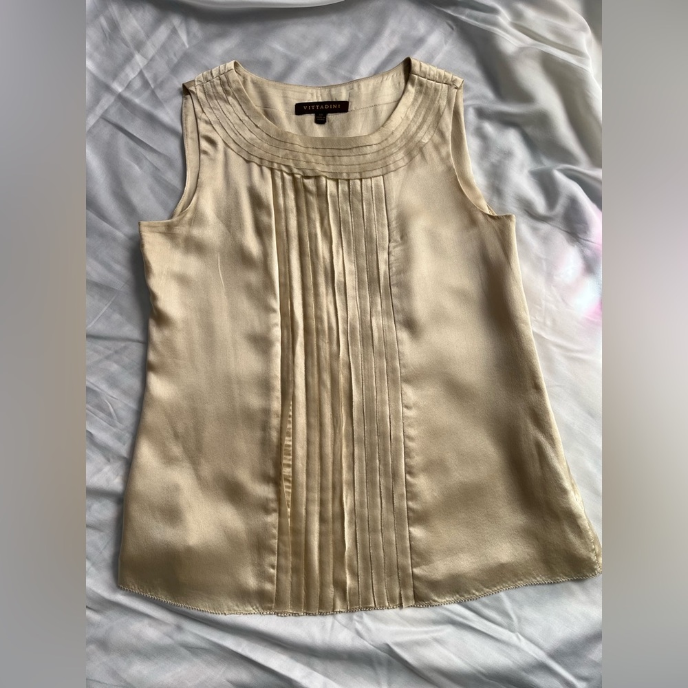 Vittadini Lined Cream Silk Tank Top